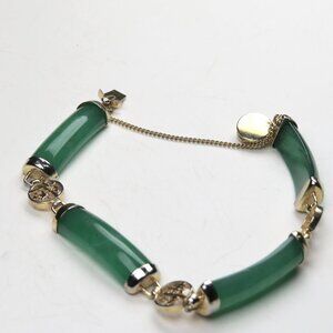 14k Yellow Gold Plated Jade Bracelet